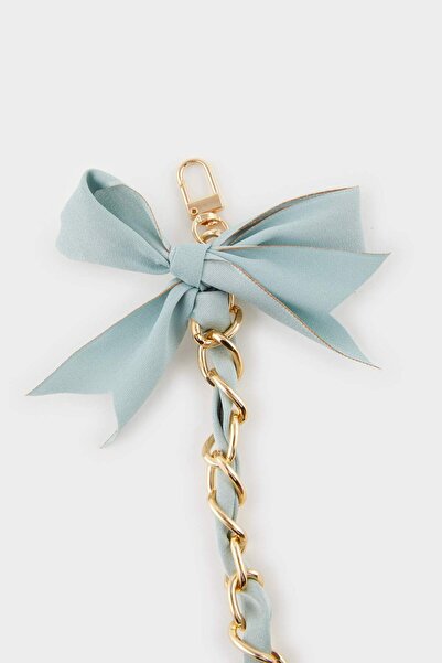 DeFacto Women's Blue Ribbon Gold Charm Keychain F6963Axns