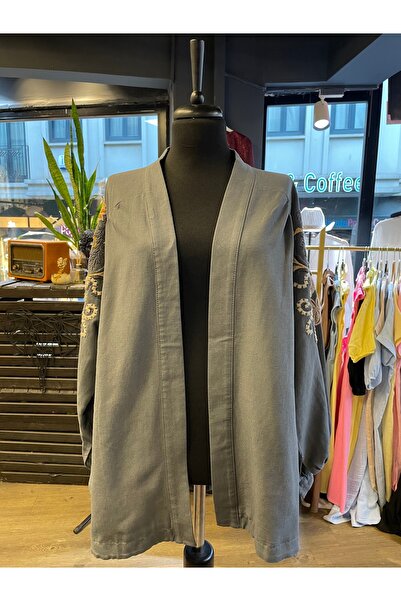 Dadali Women's Kimono Jacket with Embroidered Sleeves and Back Suitable for Summer Season Cotton