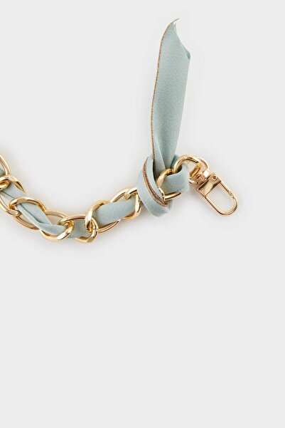 DeFacto Women's Blue Ribbon Gold Charm Keychain F6963Axns