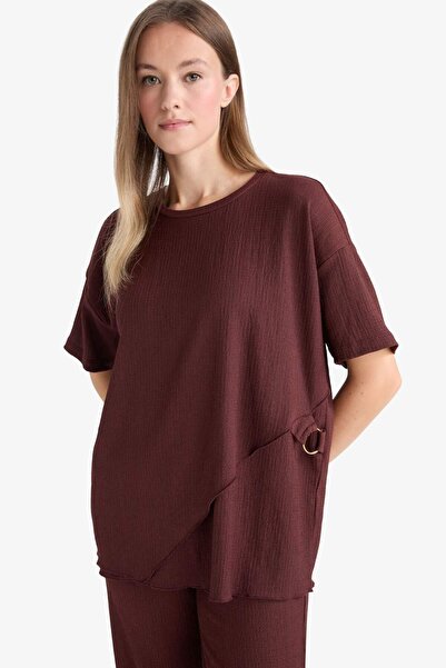 DeFacto Regular Fit Crew Neck Wrap Short Sleeve T-Shirt F6505Ax25Au