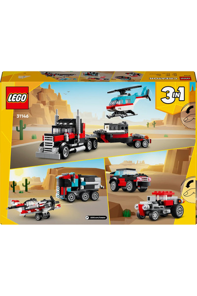 LEGO ® Creator 3'ü 1 Arada Helikopterli Açık Kasa Kamyon 31146 - 7+ Yaratıcı Oyuncak Yapım Seti (270P)