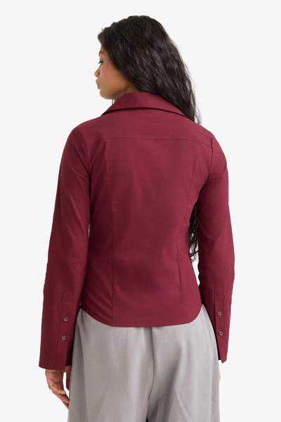 DeFacto Fitted Poplin Uzun Kollu Gömlek F9434AX25AU