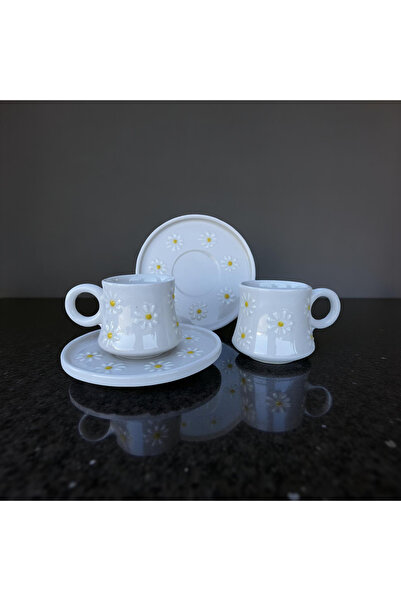 İlbay Çini Takı مجموعة فناجين قهوة سيراميك من ميدو ديزي مكونة من 2 شخص