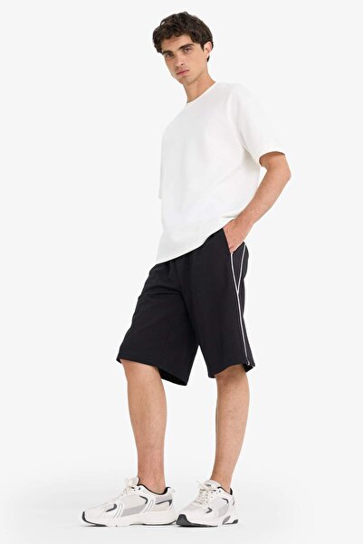 DeFacto Baggy Fit Beli Bağcıklı Düz Paça Şort F0185AX25SM
