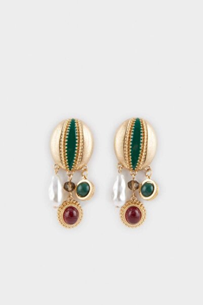 DeFacto Women's Stone Gold Earrings F6682Axns