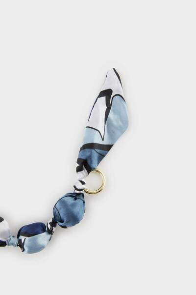 DeFacto Women's Satin Ribbon Gold Charm Keychain F6964Axns