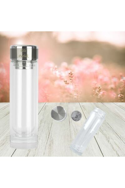 HediyesiBizden Kişiye Özel Isim Baskılı Çift Katmanlı Filtreli Cam Termos 300 ml