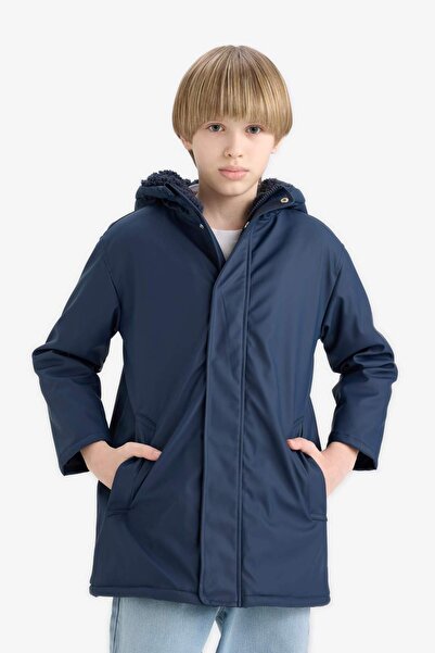 DeFacto Boy's Waterproof Hooded Plush Lining Raincoat C4315A825Au