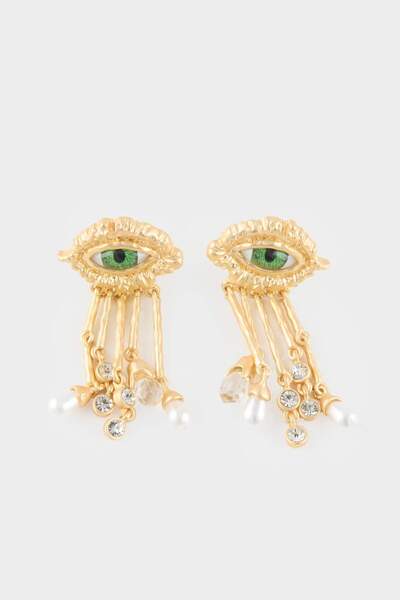 DeFacto Women's Evil Eye Themed Dangle Gold Earrings G0172Axns
