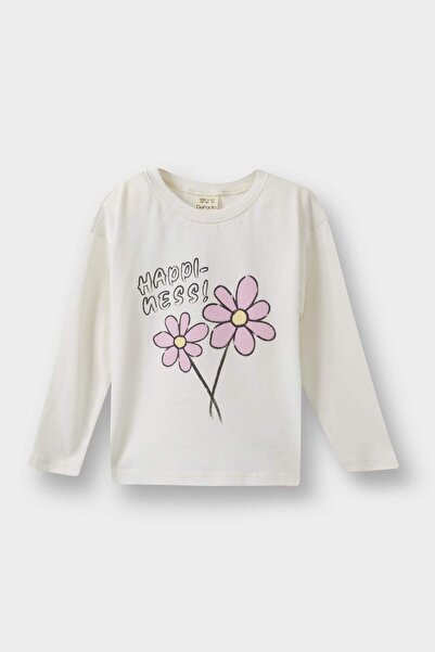 DeFacto Baby Girl Crew Neck Floral Long Sleeve T-Shirt E9008A525Au