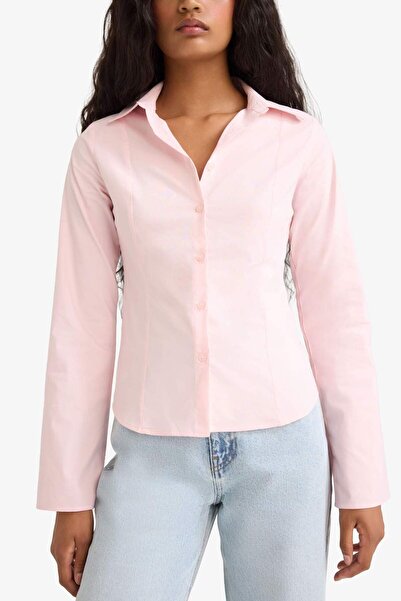 DeFacto Fitted Poplin Uzun Kollu Gömlek F9434AX25AU