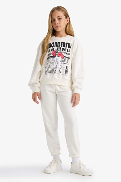 DeFacto Girl's 2 Piece Set Printed Sweatshirt Sweatpants E6416A825Au