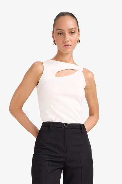 DeFacto Crew Neck Ribbed Camisole Tank Top G0049Ax25Wn