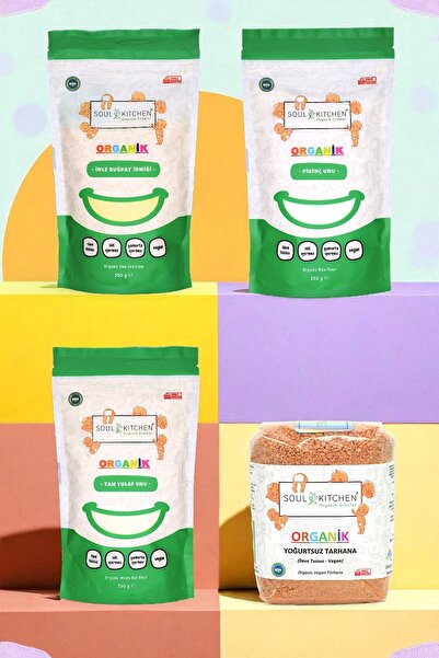 Soul Kitchen Organik Ürünler Organik Yoğurtsuz Tarhana - Ince Buğday Irmiği (BEBEK IRMİĞİ) - Pirinç Unu - Tam Yulaf Unu - 4x250gr