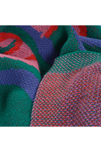 Zsa Zsa Zsu Moda Jakarlı Örme Akrilik Koltuk Şalı 130x170 Cm Renkli