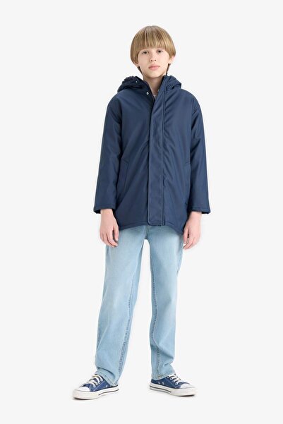 DeFacto Boy's Waterproof Hooded Plush Lining Raincoat C4315A825Au