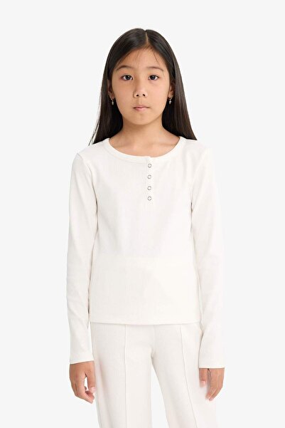 DeFacto Kız Çocuk 2'li Takım Fitilli Kaşkorse Uzun Kollu Tişört Eşofman Altı G0118A825AU