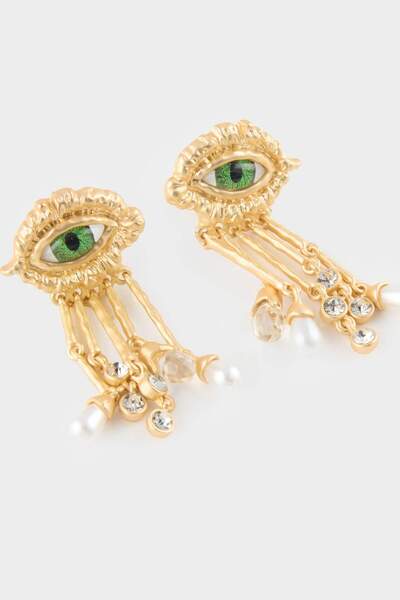 DeFacto Women's Evil Eye Themed Dangle Gold Earrings G0172Axns