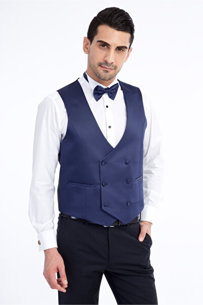 Kiğılı Slim Fit Dar Kesim Desenli Yelekli Smokin & Damatlık
