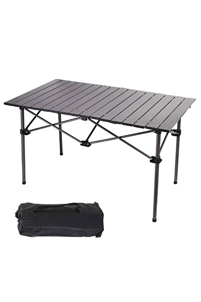 AGD طاولة تخييم خفيفة الوزن قابلة للطي، 95 سم للنزهات والشواء والشاطئ/ لون أسود