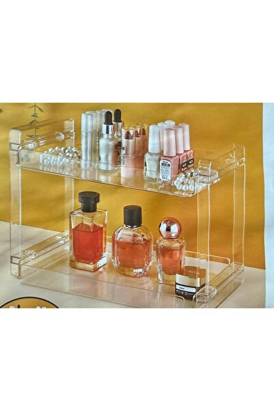 NEKA HOME İki Katlı Kristal Çok Amaçlı Organizer Raf Şeffaf