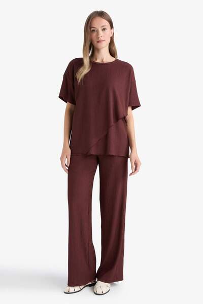 DeFacto Straight Fit Straight Leg Wrinkle Pants C0200Ax25Au