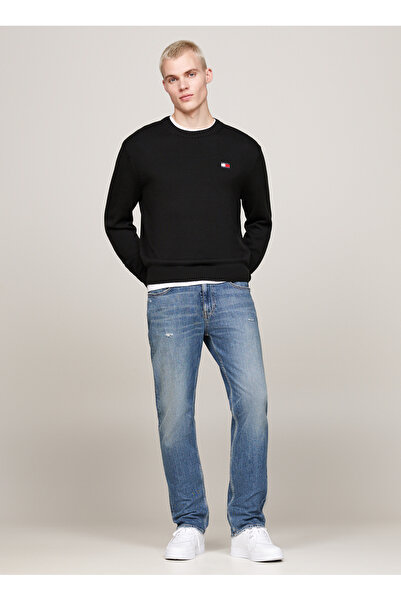 Tommy Jeans Ανδρικό πουλόβερ μάλλινο με λαιμόκοψη - Πουλόβερ κανονικής εφαρμογής DM0DM20706 BDS