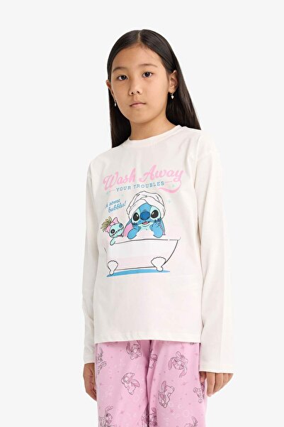 DeFacto Kız Çocuk Disney Lilo & Stitch Pijama Takımı Uzun Kollu Üst Uzun Alt F7356A825AU
