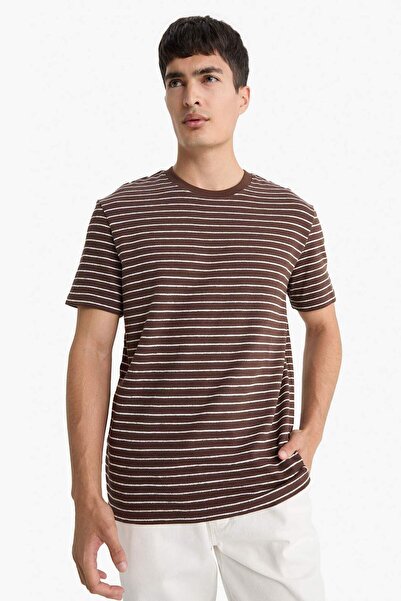 DeFacto Regular Fit Crew Neck Striped Short Sleeve T-Shirt E8198Ax25Au