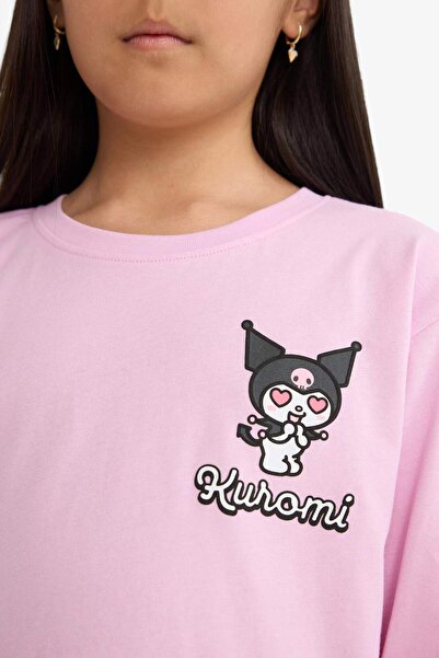 DeFacto Kız Çocuk Kuromi Pijama Takımı Uzun Kollu Üst Uzun Alt F7358A825AU