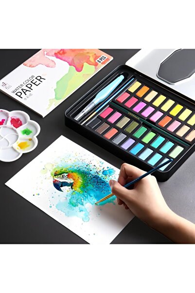 fulina Watercolor Paint Set, 48 Colors Non toxic Washable Watercolor Paint Set with Brushes, Perfect for Ki