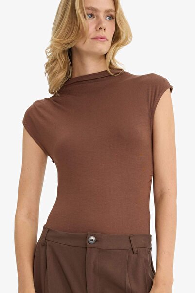 DeFacto Slim Fit Tight Fit Half Turtleneck Snap Button Bodysuit G0314Ax25Hs