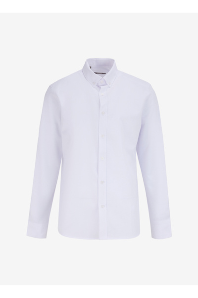 People By Fabrika Beyaz Erkek Düğmeli Basic Gömlek PBF4WM-GML 5006