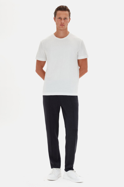D'S Damat Ds Damat Oversize Beyaz Bisiklet Yaka %100 Pamuk T-Shirt