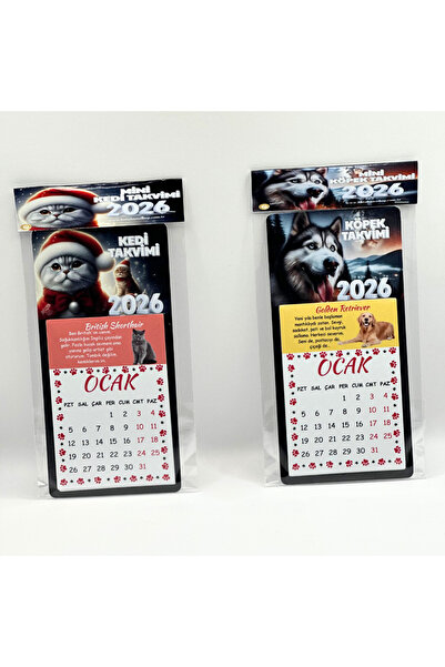 B Batuhan's Shop 2026 Kedi Takvimi – Yapraklı & Magnetli