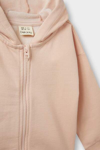 DeFacto Kız Bebek Kapüşonlu İçi Yumuşak Tüylü Fermuarlı Sweatshirt E8350A525AU