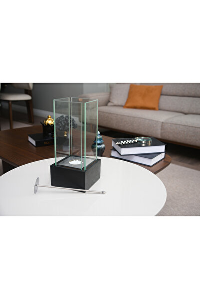 Lin Dekor Flamora Ahşap Masaüstü Siyah Şömine - 400 ML YAKIT HEDİYELİ