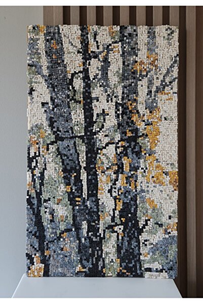 Livamob By Marangoz Ağaç Desenli Mozaik Taş Tablo