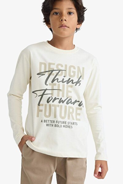 DeFacto Boy's Crew Neck Printed Long Sleeve T-Shirt E9517A825Au
