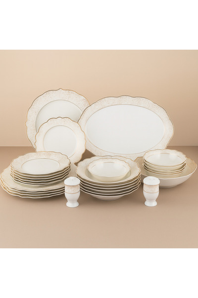 Dania 28-piece porcelain dining set with gold engraving - for 6 people