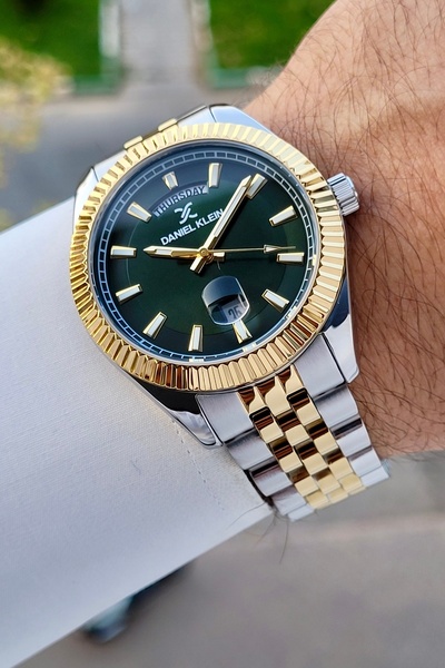 Daniel Klein Kadranı Yeşil Kordonu Gold Gümüş Renk 42 Mm İç Göstergeleri Akti...