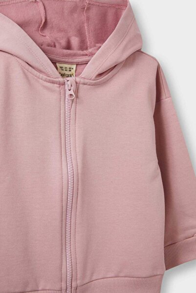 DeFacto Kız Bebek Kapüşonlu İçi Yumuşak Tüylü Fermuarlı Sweatshirt E8350A525AU