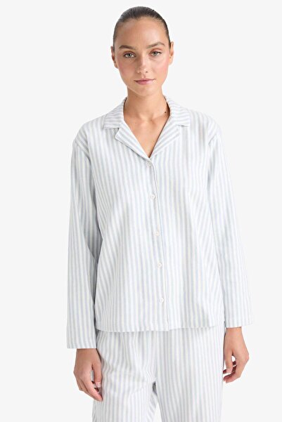 DeFacto Pijama Takımı Regular Fit Çizgili Uzun Kollu Üst Uzun Alt-Fall in Love E7252AX25AU