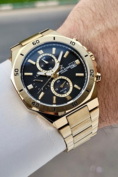 Daniel Klein Kadranı Siyah Kordonu Sarı Renk 24 Ay Garantili 42 Mm Fonksiyonlu Erkek Kol Saati