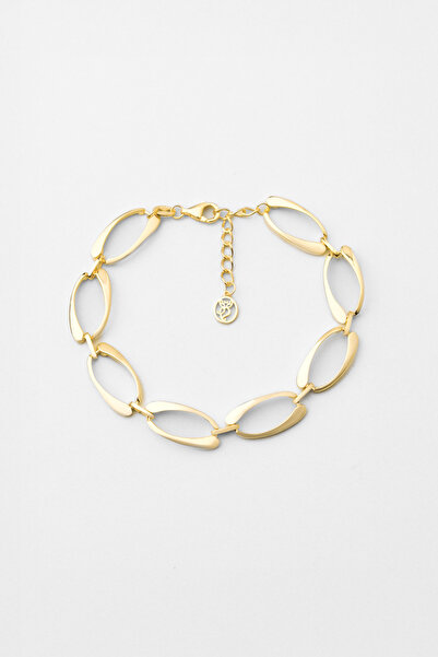 So CHIC... Klasik 18 Ayar Sarı Altın Kaplama 20 Cm Gümüş Zincir Bileklik