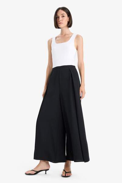 DeFacto Flare Fit Normal Waist Straight Leg Crepe Pants F9172Ax25Wn
