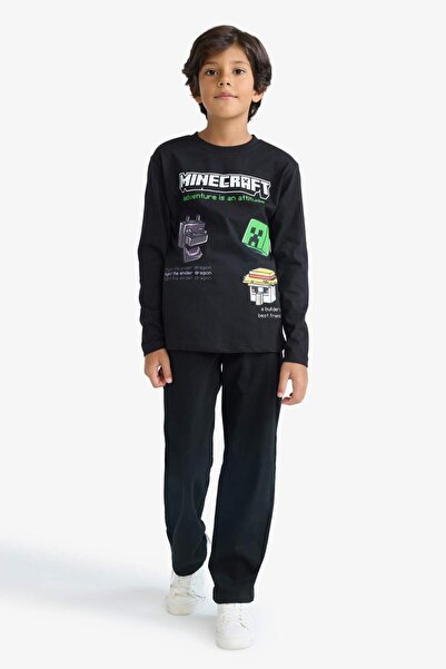 DeFacto Erkek Çocuk Minecraft Bisiklet Yaka Uzun Kollu Tişört F5091A825AU