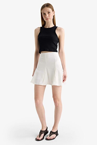 DeFacto Cool A-Line Regular Waist Combed Cotton Lining Crepe Mini Skirt G1975Ax25Au