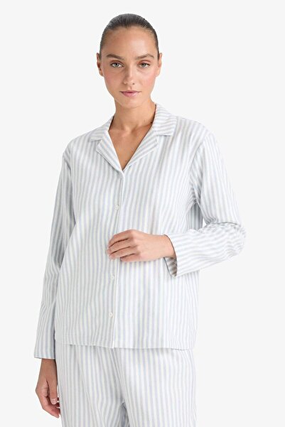 DeFacto Pijama Takımı Regular Fit Çizgili Uzun Kollu Üst Uzun Alt-Fall in Love E7252AX25AU