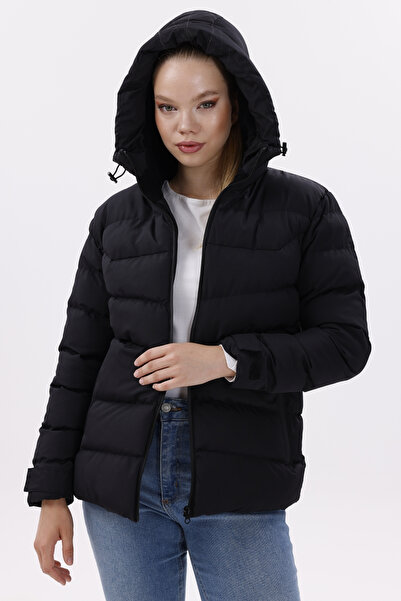 freemen Dámská černá fleecová bunda s kapucí a kožešinou, voděodolná, větruodolná bunda bunda